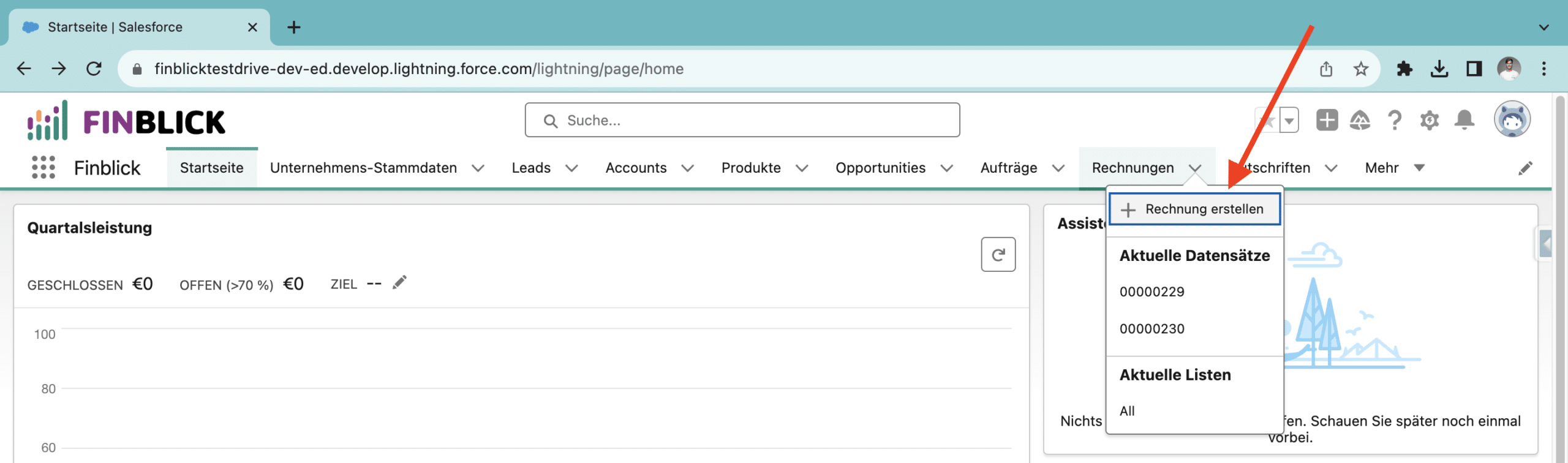 Screenshot aus dem Finblick TestDrive